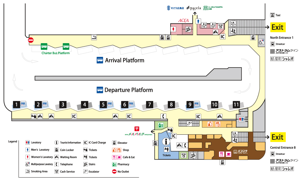Hiroshima Bus Center Bus Terminal Map